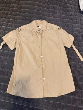Sonia Rykiel Beige Short-Sleeve Casual Button-Down Shirt